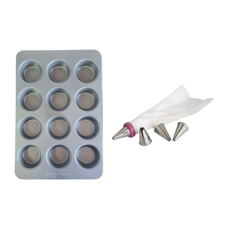 Set molde muffins cupcake x12  manga repostera antiadherente