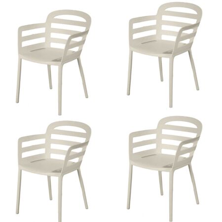 Silla Diseño Estilo Libre Apilable resistente Beige x 4