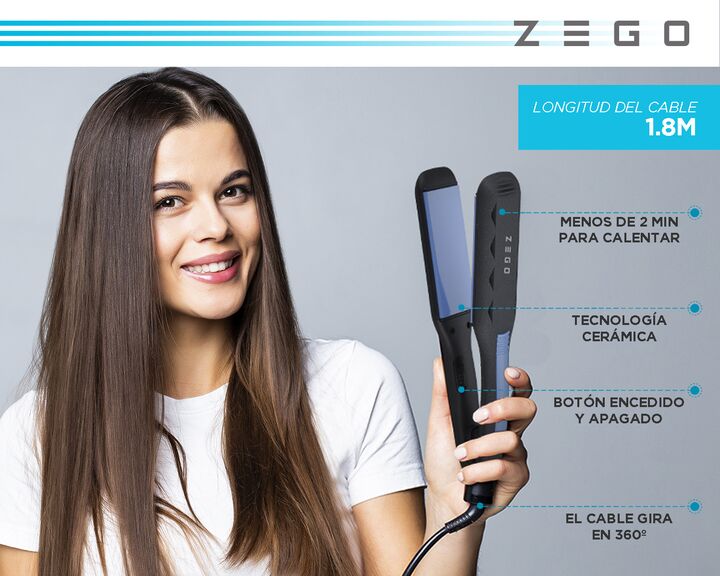 Planchita De Pelo Zego Ceramica Uso En Pelo Humedo 110v240v ZBP60 - Vista 2
