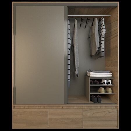 Placard Corredizo 1,80 2 Cajones 3 Zapateros Olmo Gris