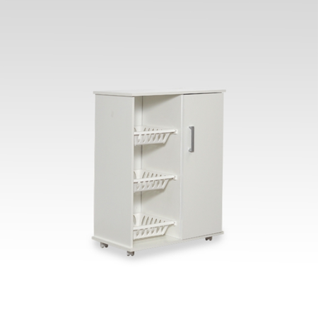 MUEBLE FRUTERO DE MADERA CON PUERTA Y CAJON BLANCO