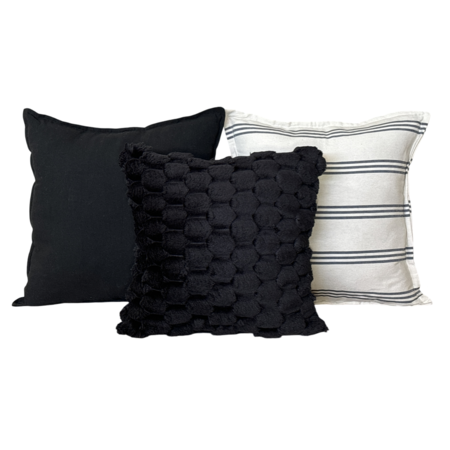 Pack X 3 Almohadones Tusor 50x50 y Peludo 45x45 Nordico cama