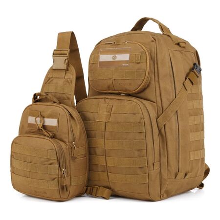 Combo Mochila Tactica Taguer + Morral William Beige Tactico Molle