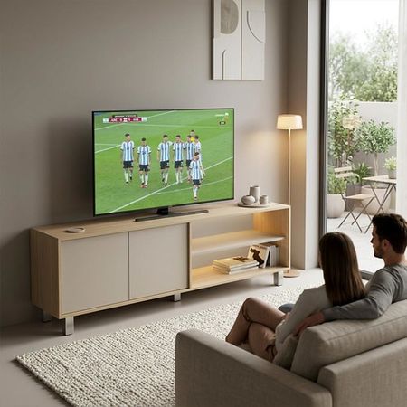 Mesa de TV DS Home Hasta 75 Pulgadas Olmo Finlandés Gris 180x52x36 cm