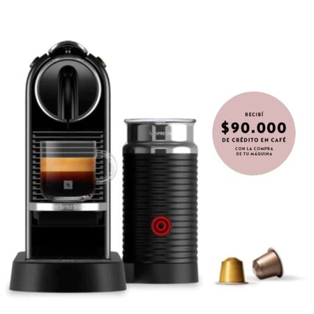 Cafetera Nespresso Citiz Milk Black Curva + Aeroccino D123-AR-BK-NE2-LOCAL