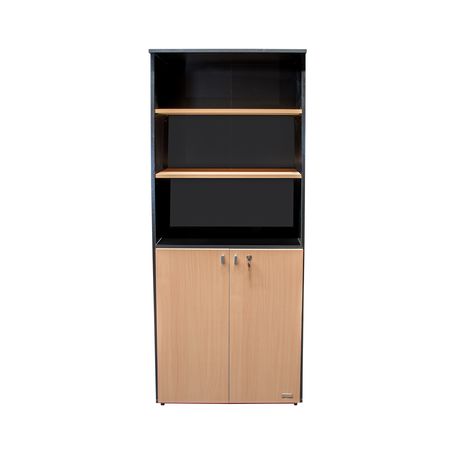 Biblioteca Profesional 2 Puertas Bajas Platinum Negro y Haya