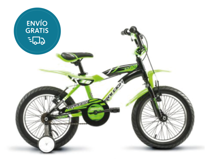 Bicicleta Raleigh MXR16 / Negro/Verde / Frenos V-Brake / 1Vel. / Cuadro de aluminio / Rodado 16" - Vista 1