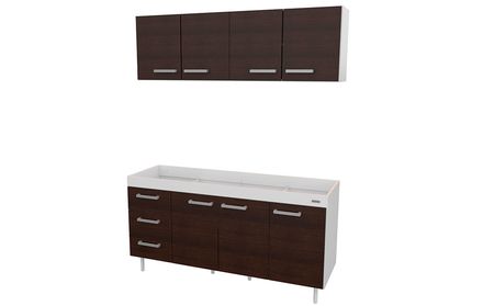Combo Mueble De Cocina 1,60 Mts. Mosconi Sin Bacha Blanco frente Chocolate 10149