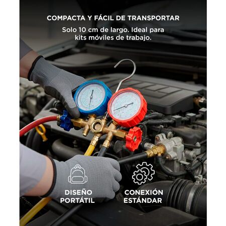 Válvula de Manómetro Gadnic MAN1REF-PRO de Doble Cabeza Fluorada