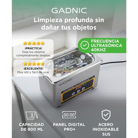 Batea Lavadora Ultrasonica Gadnic Con Temporizador 800ml