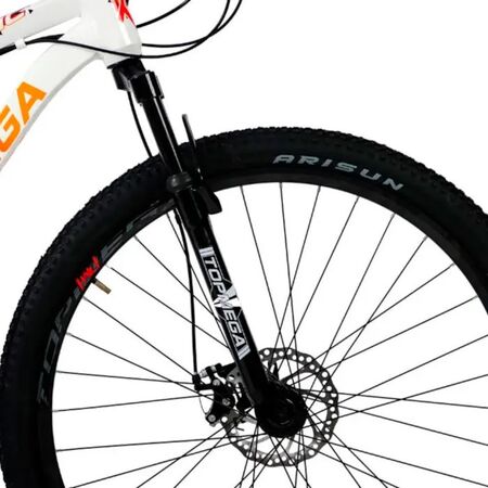 Bicicleta Mountain Bike Topmega Regal R29 Aluminio Gris/Rojo/Naranja Talle M