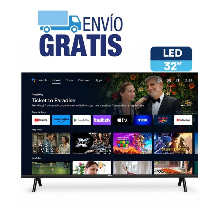 Smart Tv Bgh B3222s5a 32 Pulgadas Android Tv Hd Control Voz - Vista 1