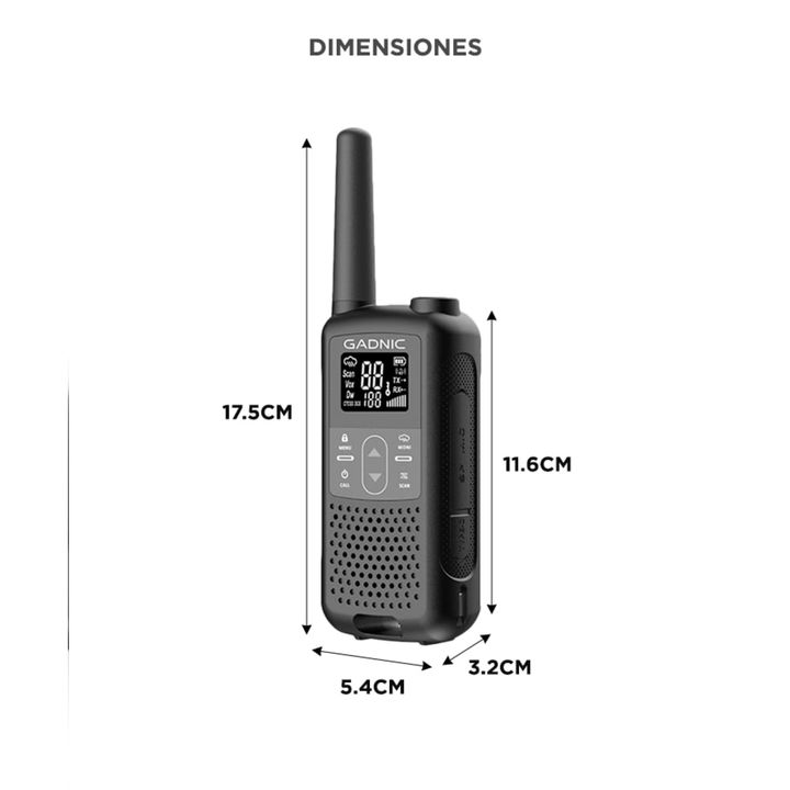 Handy Gadnic WK5200 Kit x2 22CH UHF Display USB C + Manos Libres - Vista 6