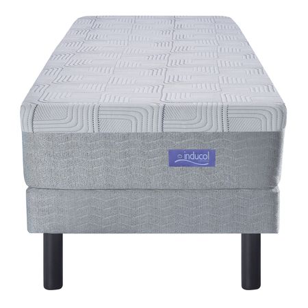 Conjunto Sommier y Colchon de Espuma Inducol Cardiel 1 Plaza y Media 90x190x24cm de Alta Densidad con Espuma Viscoelastico Inteligente Funda Tejido de Punto Fresco y Transpirable