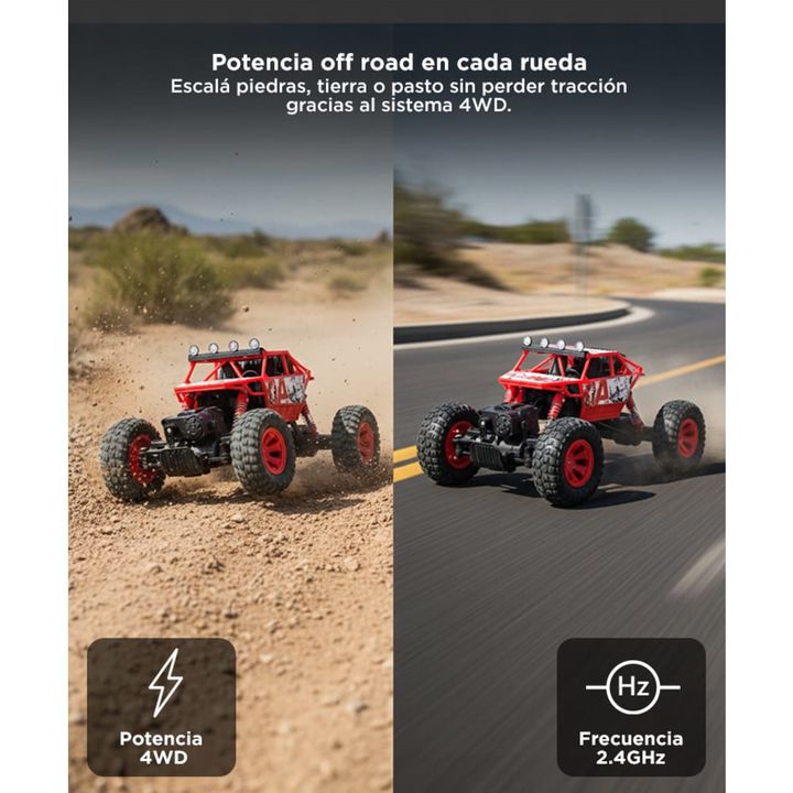 Auto a Control Remoto Gadnic Camioneta 4x4 40km/h 1:18 50mt Alcance Suspensión - Vista 3