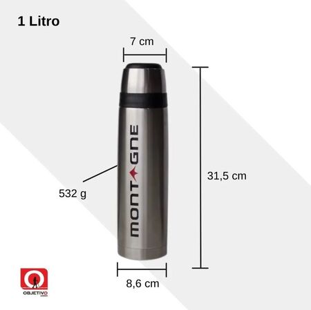 Termo Montagne Bala Acero 1 Litro