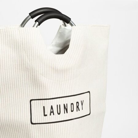 CESTO LAUNDRY RAYAS FINAS CRUDO 56X28CM