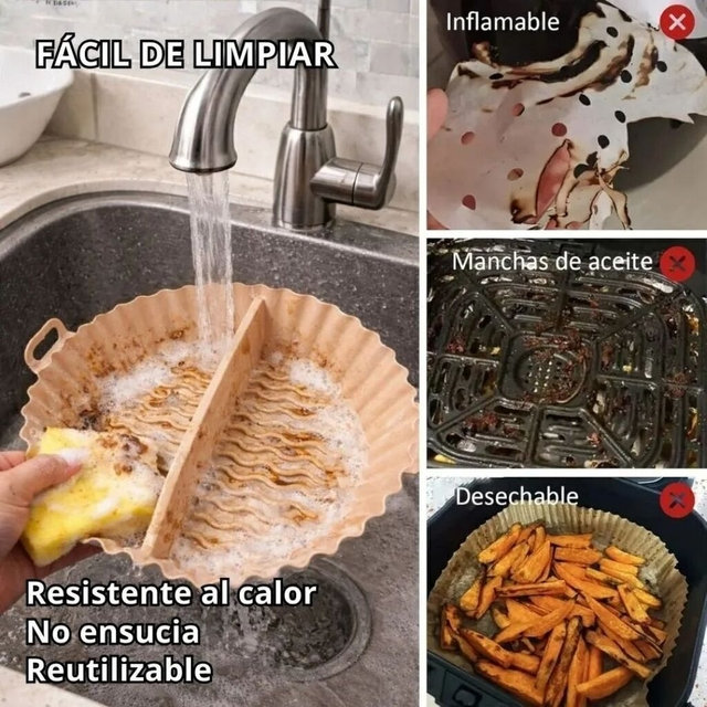 Molde Silicona Doble Air Fryer Horno 18 cm Con Divisor Rosa - Vista 4