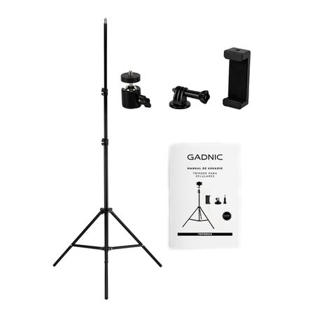 Tripode Profesional Gadnic 2,1 mts c/ Soportes para Celulares, Camaras y Fotografia