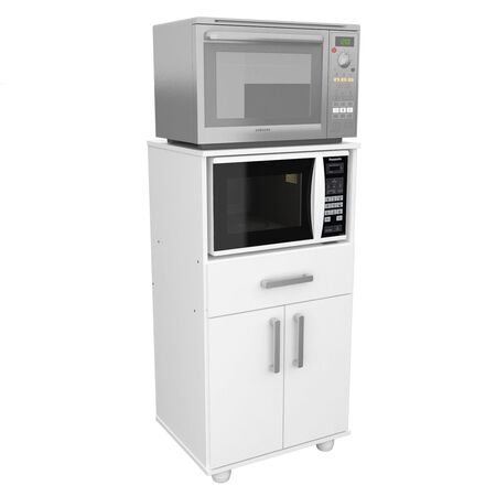 MUEBLE MOSCONI PARA MICROONDAS Y HORNO ELÉCTRICO PUERTAS Y CAJÓN 10159 COLOR BLANCO