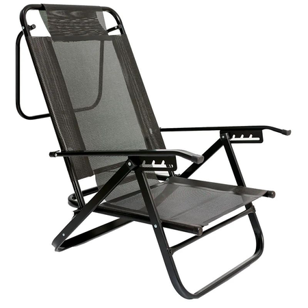 Reposera Playera Descansar Caño Aluminio 5 Posiciones Coversol Negro 80045