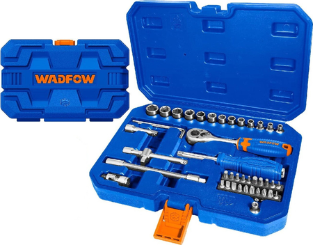 Set Juego Tubos Puntas E 1/4 PuLG Y Mm 45 Pz Wadfow Wst4d45 Azul