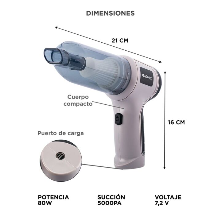 Aspiradora De Mano Inalámbrica Gadnic 80W Multiuso 4 En 1 - Vista 6