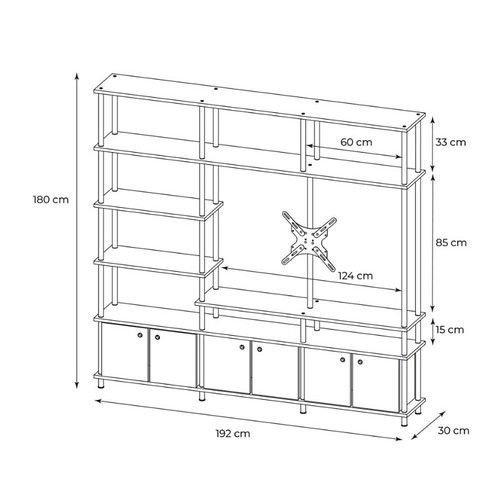 Rack de TV Industrial DS Home 180 x 30 x 192 cm Roble Atakama - Vista 3