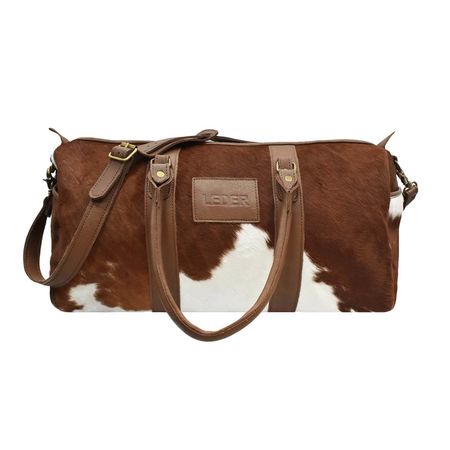 Bolso De Cuero De Vaca Con Pelo Hereford Marron Y Blanco