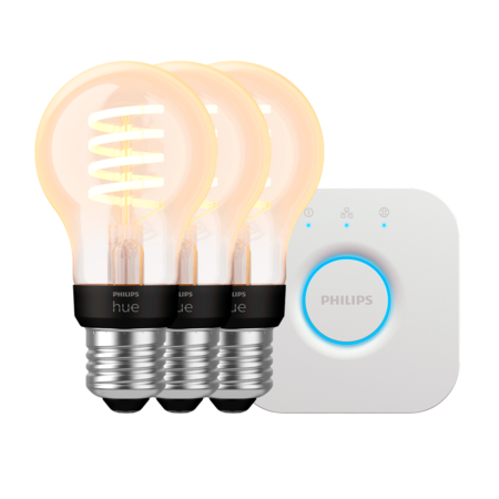 Lámpara inteligente philips hue e27 x3 cálida/fría + bridge 