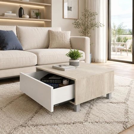 Mesa Ratona DS Home con Cajón Oculto Blanco 91x36x60 cm