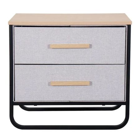 Mesa de Luz Cajonera Dalton 2 Cajones Gris Negro Madera 24216