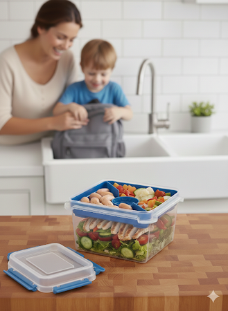 Lunchera Vianda Hermetico Plastico 3 divisiones Antiderrame Italia