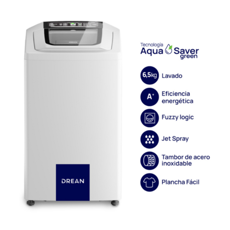 LAVARROPAS AUTOMÁTICO DREAN LSDR0680TB0 CARGA SUPERIOR 6.5KG