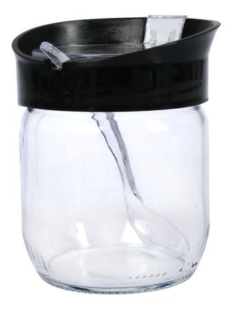 Azucarera Recipiente Para Mermelada Quesera Vidrio Aston Negro