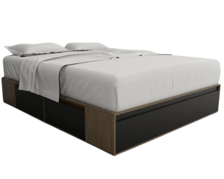 Base Cama Box Linea Minimal 1.60m 4 Cajones Con 1 Puerta 6443 Nogal/Negro Tables - Vista 4
