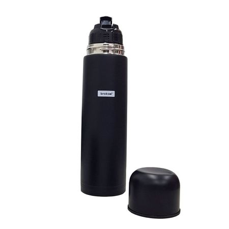 Termo De Acero Inoxidable Negro De 1 Litro