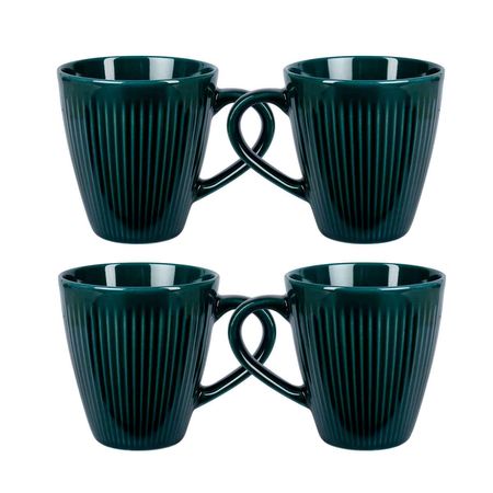Set x 4 Tazas Jarro Mug Envejecido Facetadas ASTON Ceramica