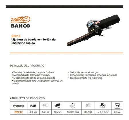 Lijadora de Banda Manual Neumatica Bahco