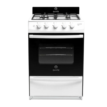 cocina a gas escorial master style 4 hornallas blanca encendido eléctrico