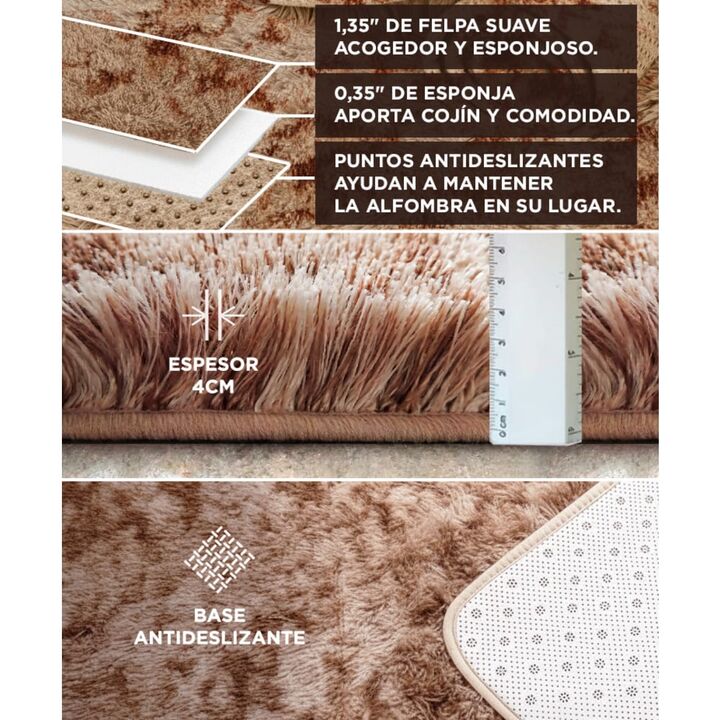 Alfombra Beige 2x2,4 Mts Nórdica Living Gadnic Lavable Súper Soft - Vista 3