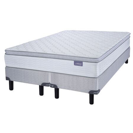 Colchon y Sommier Inducol April Super Queen 160x200x24 Resortes Bonnell y Pillow Top Blanco
