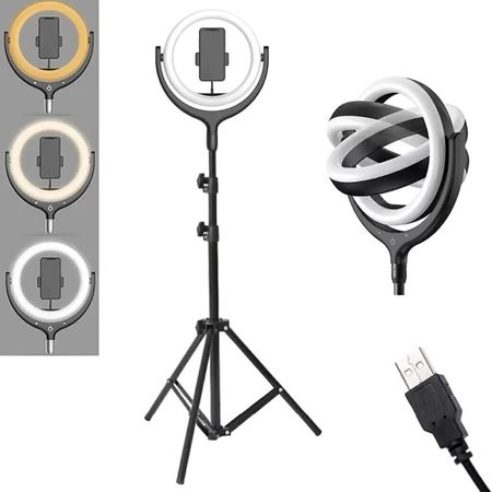 Orbilux F-539B. Aro de luz LED con trípode y soporte para celular