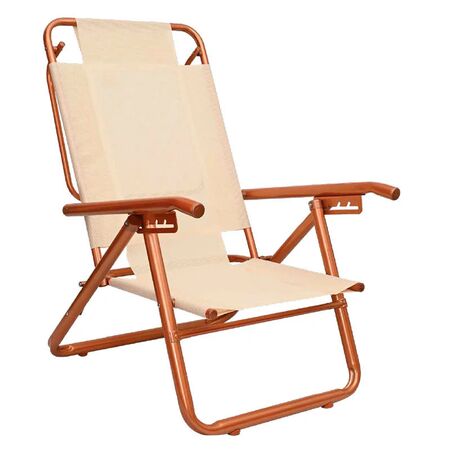 Reposera Baja Descansar de Aluminio y Coversol Cobre/Crema 5 Posiciones 80053