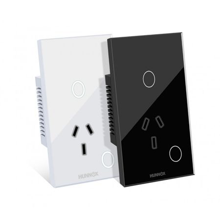 Tomacorriente con Tecla Hunnox Smart Tactil 1 Canal Negro