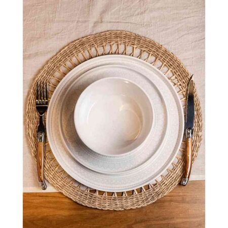 Set 6 Piezas - 2 Platos Playo Redondo + 2 Platos Postre + 2 Bowls Mandala Gris