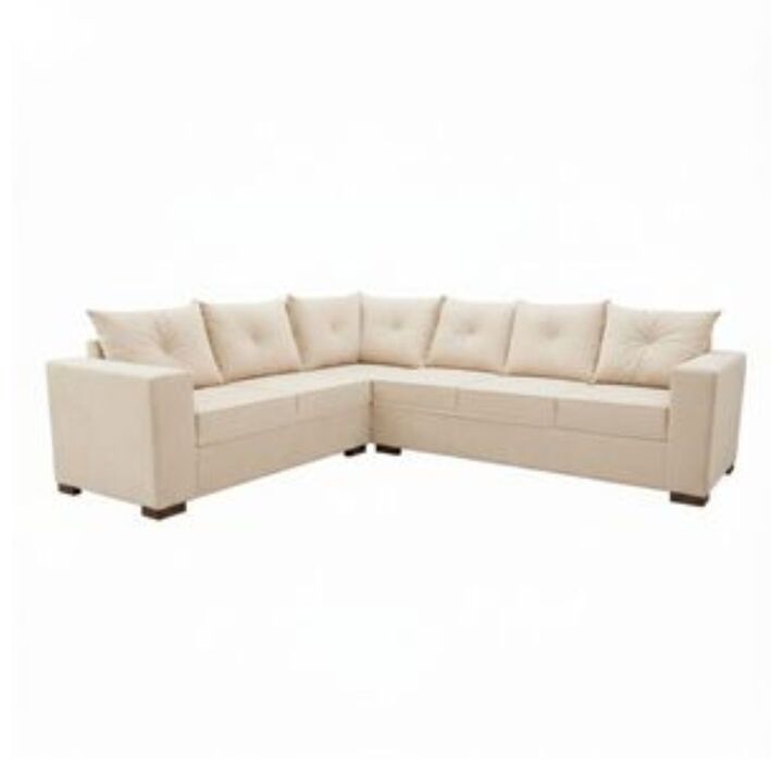 Sillon esquinero Bariloche con seis lugares-tela anti desgarro crema claro - Vista 1