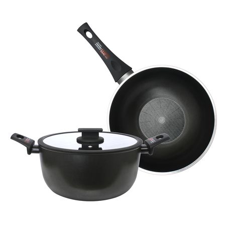 Bateria Coccion Olla Wok Antiadherente ITALIA Induccion 3,5 mm Fortezza 