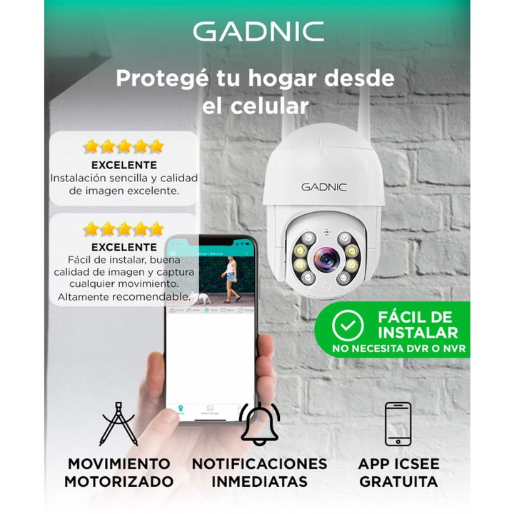 Camara de Seguridad Wifi IP Gadnic DM200W Full HD Motorizada - Vista 2