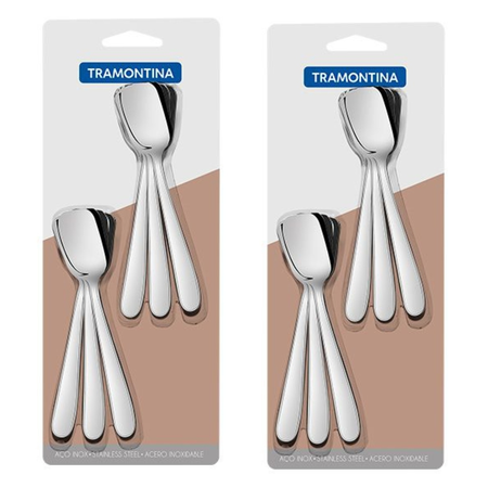 Set X 12 Unidades Cuchara Azucar Helado Tramontina Maresias Plateado